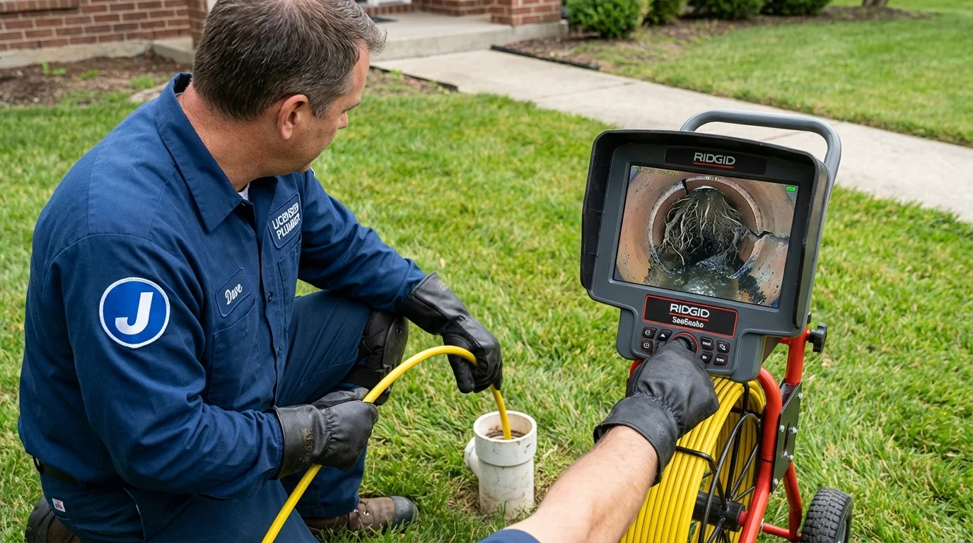 Sewer camera inspection being performed by Johns Plumbing LLC in Dyer