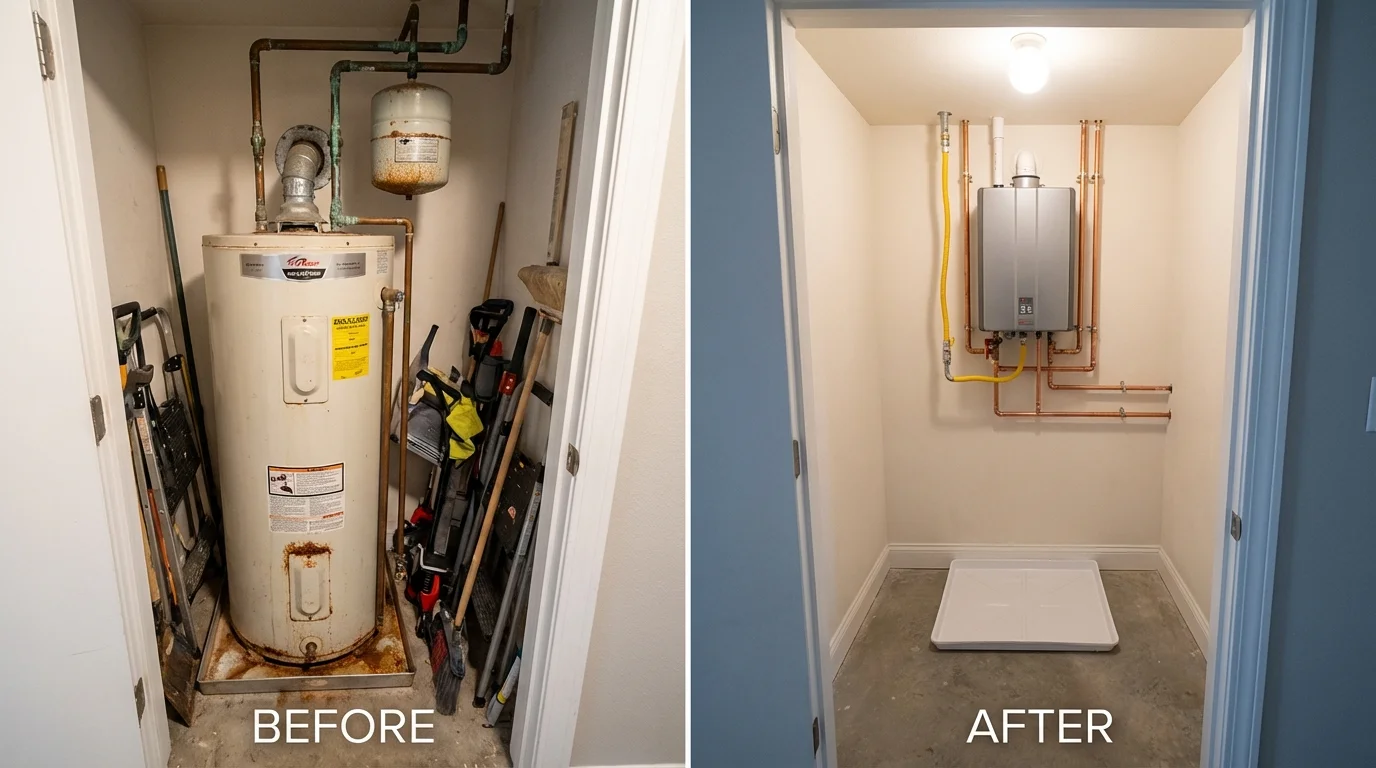 Tank water heater versus wall-mounted tankless unit comparison for Dyer, TN homeowners